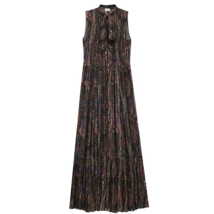 SAINT LAURENT LAVALLIÈRE DRESS IN LUREX PAISLEY SILK