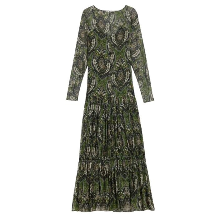 SAINT LAURENT LONG DRESS IN PAISLEY SILK CREPON
