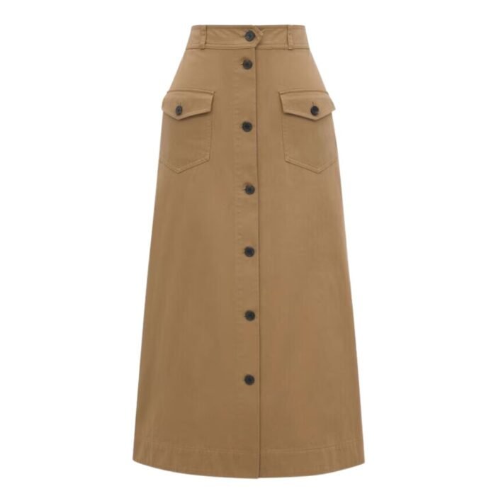 SAINT LAURENT MIDI SKIRT IN COTTON SERGE