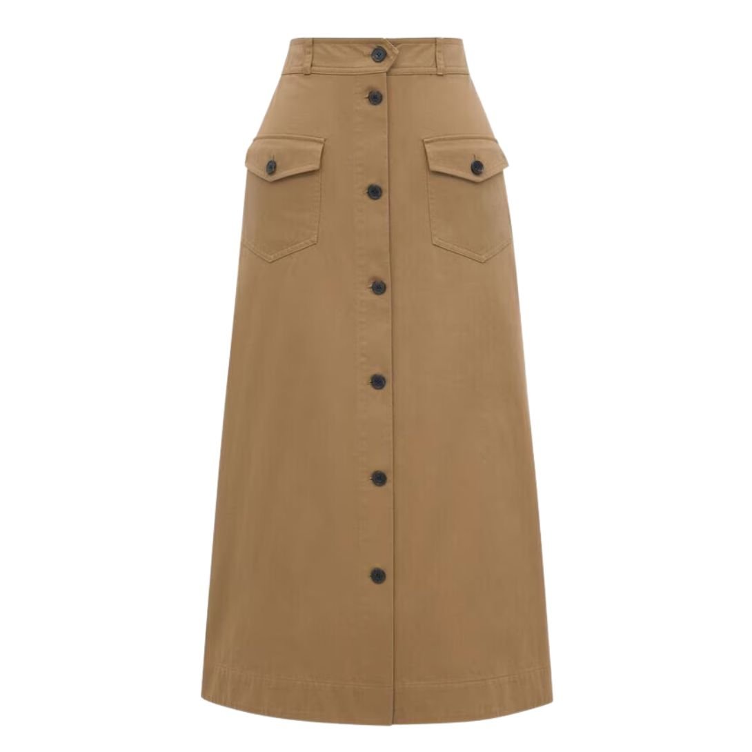 1 SAINT LAURENT MIDI SKIRT IN COTTON SERGE