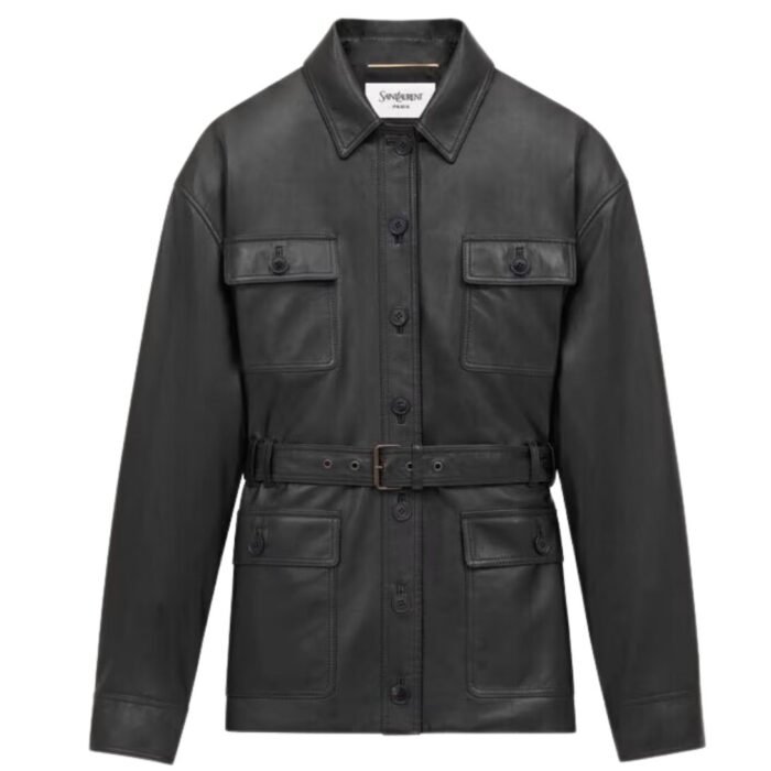 SAINT LAURENT SAHARIENNE JACKET IN SHINY LAMBSKIN
