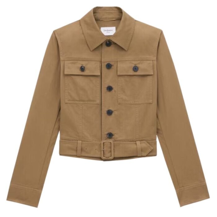SAINT LAURENT CROPPED JACKET IN COTTON SERGE