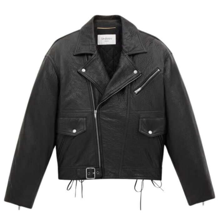 SAINT LAURENT BIKER JACKET IN GRAINED LAMBSKIN