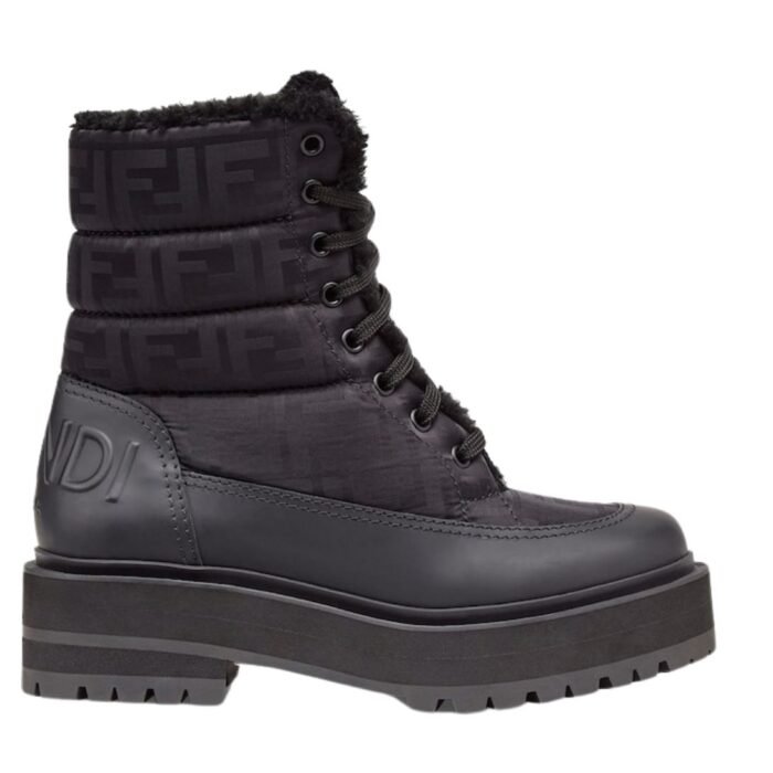 FENDI BLACK LEATHER BIKER BOOTS
