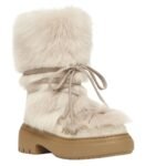 FENDI APRES CHIC BEIGE SHEEPSKIN AND CHAMOIS BOOTS