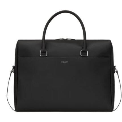 SAINT LAURENT DUFFLE BRIEFCASE IN GRAIN DE POUDRE EMBOSSED LEATHER