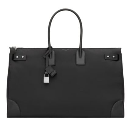 SAINT LAURENT SAC DE JOUR 48H DUFFEL IN NYLON AND LEATHER