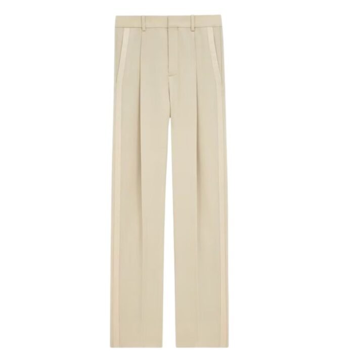 SAINT LAURENT HIGH WAISTED PANTS IN LIGHT WOOL