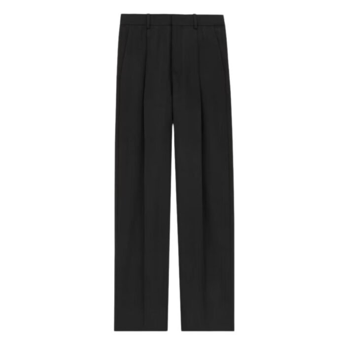 SAINT LAURENT HIGH WAISTED PANTS IN WOOL CHINÉ