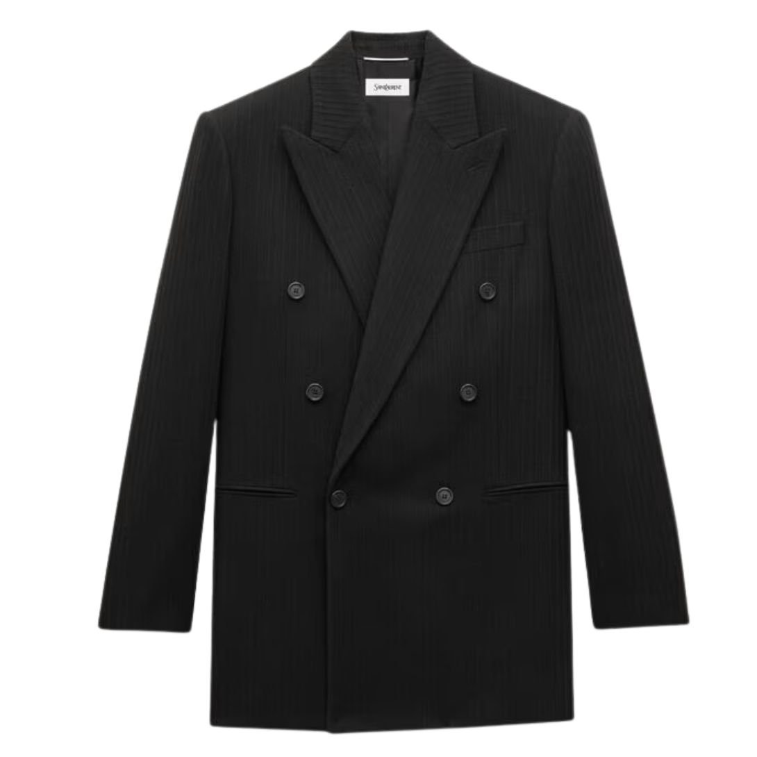 1 SAINT LAURENT JACKET IN STRIPED WOOL AND CASHMERE FLANNEL