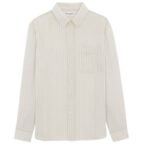SAINT LAURENT CASSANDRE SHIRT IN STRIPED SILK SATIN