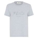 FENDI GRAY COTTON T-SHIRT