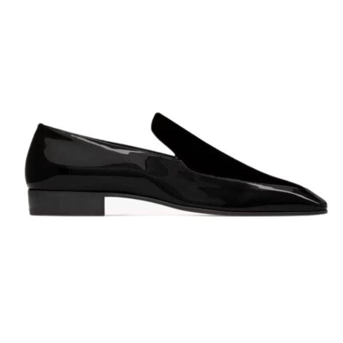 SAINT LAURENT GABRIEL LOAFERS IN PATENT LEATHER AND VELVET