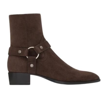 SAINT LAURENT WYATT HARNESS BOOTS IN SUEDE