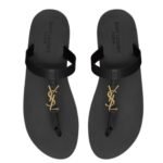 SAINT LAURENT CASSANDRE SLIDES IN SMOOTH LEATHER