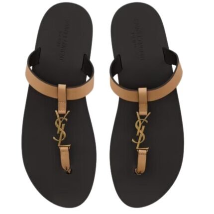 SAINT LAURENT CASSANDRE SLIDES IN SMOOTH LEATHER