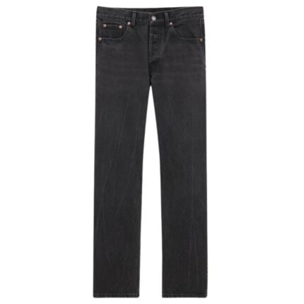 SAINT LAURENT LOOSE FIT JEANS IN USED BLACK DENIM