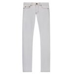 SAINT LAURENT SLIM FIT JEANS IN GREY OFF WHITE DENIM