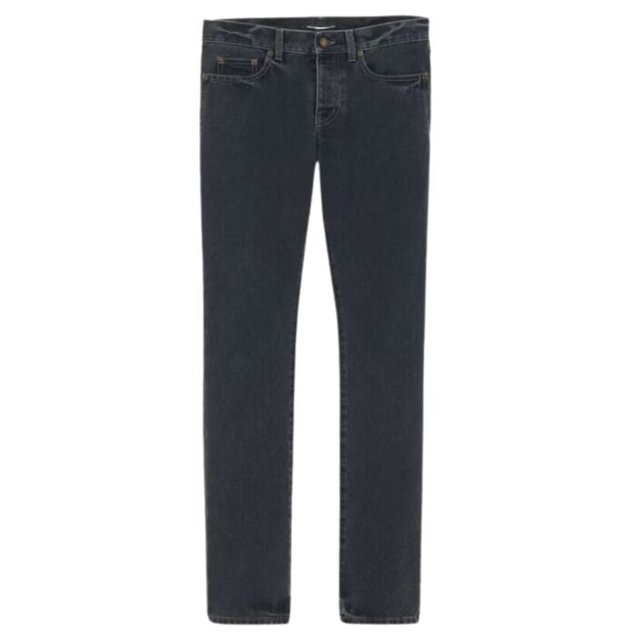 SAINT LAURENT SLIM FIT JEANS IN DARK BLUE BLACK DENIM
