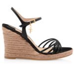 TOM FORD PRINTED LIZARD LEATHER CABANA WEDGE ESPADRILLE BLACK