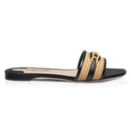 TOM FORD RAFFIA AND LEATHER WHITNEY SLIDE