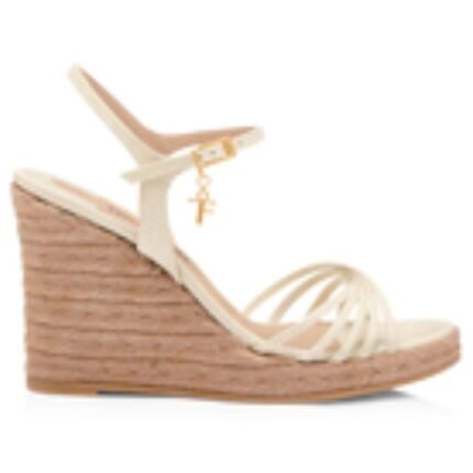 TOM FORD PRINTED LIZARD LEATHER CABANA WEDGE ESPADRILLE IVORY