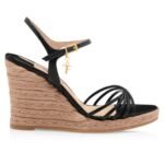 TOM FORD PRINTED LIZARD LEATHER CABANA WEDGE ESPADRILLE BLACK