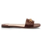TOM FORD LEATHER WHITNEY SLIDE SADDLE BROWN