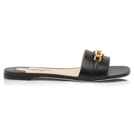 TOM FORD LEATHER WHITNEY SLIDE BLACK
