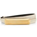 TOM FORD STAMPED CROCODILE LEATHER 15 MM BAR BELT IVORY