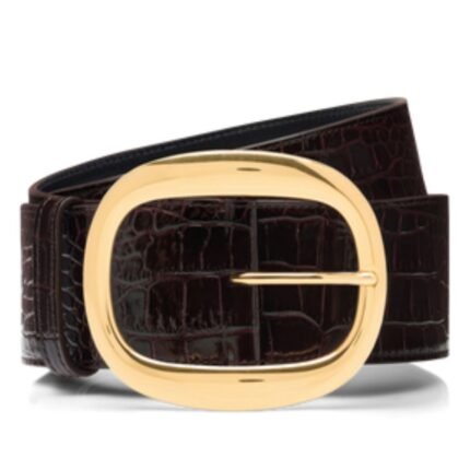 TOM FORD SHINY STAMPED CROCODILE LEATHER URSULA BELT ESPRESSO