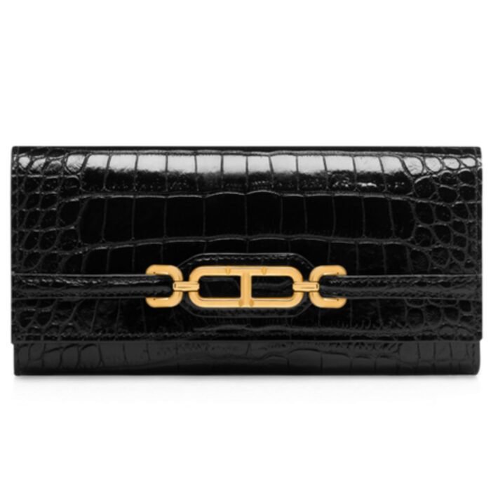 TOM FORD STAMPED CROCODILE LEATHER CONTINENTAL WALLET