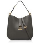 TOM FORD GRAIN LEATHER TARA LARGE CROSSBODY GRAPHITE