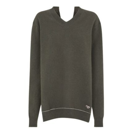 FENDI SWEATER DARK GREEN CASHMERE PULLOVER