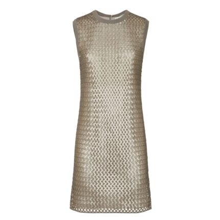 FENDI GOLD-COLORED SEQUIN AND TULLE DRESS