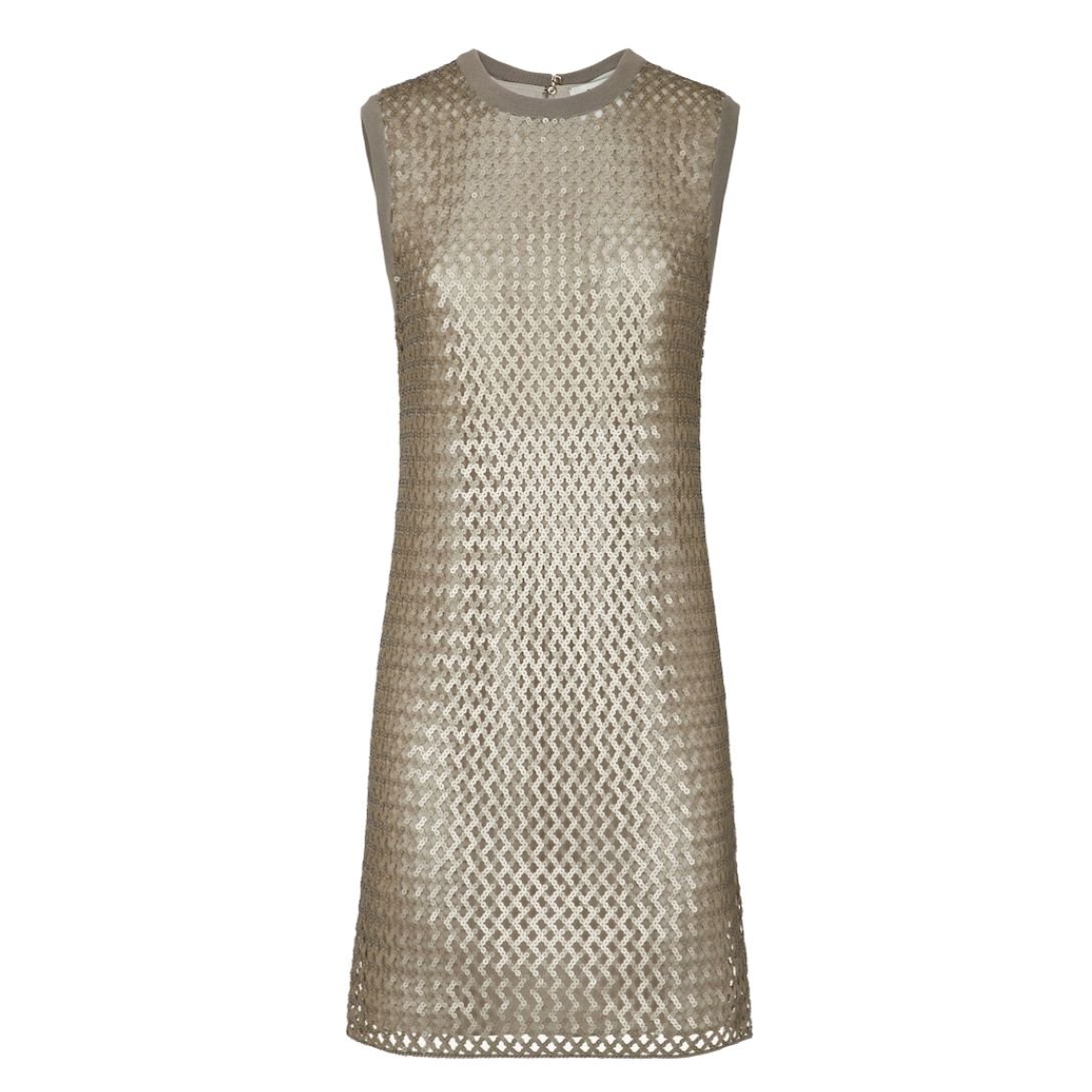 1 FENDI GOLD-COLORED SEQUIN AND TULLE DRESS