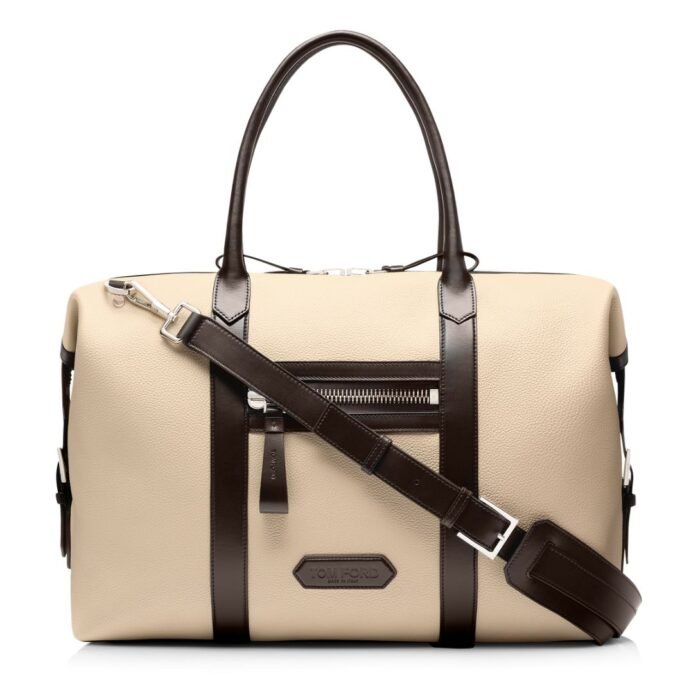 TOM FORD GRAIN LEATHER LEATHER BUCKLEY HOLDALL BROWN