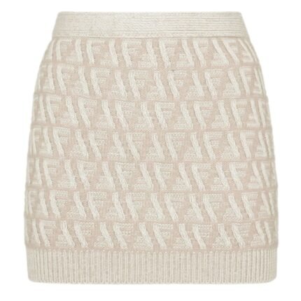 FENDI FF CASHMERE AND WOOL MINI SKIRT
