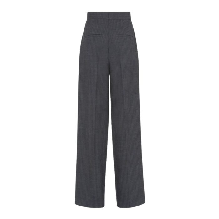 FENDI PANTS GRAY PINSTRIPED WOOL PANTSY