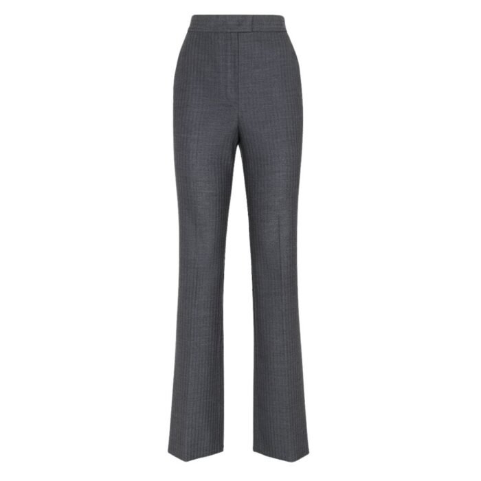 FENDI BLACK PINSTRIPED WOOL PANTS