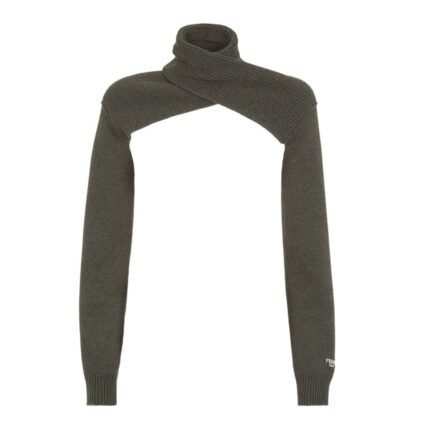 FENDI DARK GREEN WOOL AND CASHMERE SHRUG
