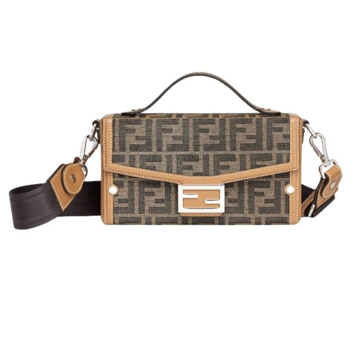 FENDI SOFT TRUNK BAGUETTE FF JACQUARD FABRIC BAG