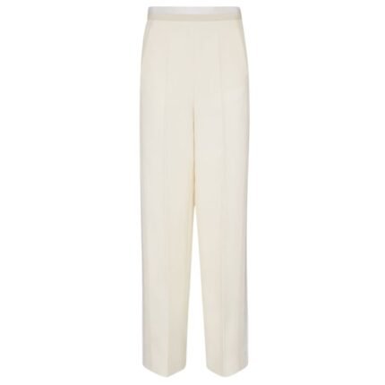 FENDI PANTS WHITE WOOL AND SILK