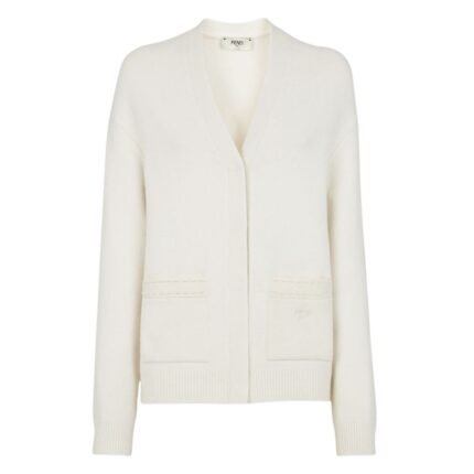 FENDI WHITE CASHMERE CARDIGAN