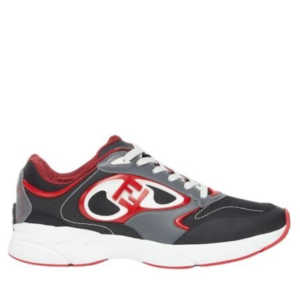 FENDI FORWARD SNEAKERS MESH AND LEATHER LOW-TOPS
