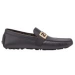 FENDI FF SQUARED BLACK LEATHER DRIVERS