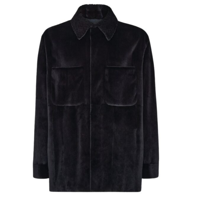 FENDI NAVY BLUE MINK BLOUSON