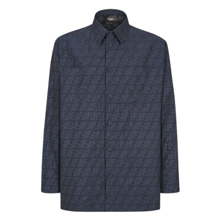 FENDI BLOUSON BLUE FF JACQUARD GO TO JACKET