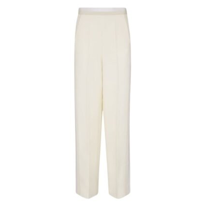 FENDI PANTS WHITE WOOL AND SILK