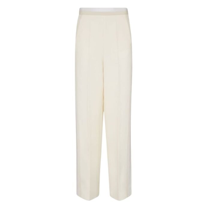 FENDI PANTS WHITE WOOL AND SILK